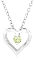 Sterling Silver Peridot Heart Pendant, 18