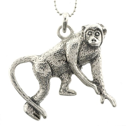 Monkey Pendant with 1.2mm Ball Chain 16 to 18