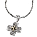 925 Silver Celtic Cross Pendant with 18k Gold Accents