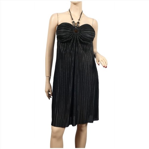 Plus size Black Necklace accent Glitter halter dress ( Night out Dress...