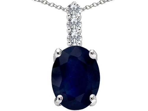 1.56 cttw 14k White Gold Genuine Sapphire and Diamond Pendant in 14k White Gold รูปที่ 1