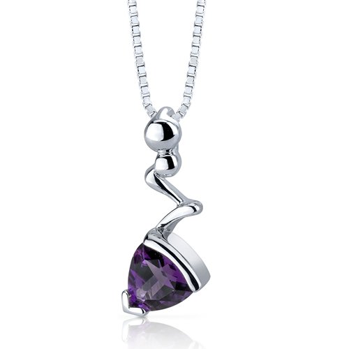 Trillion Cut Amethyst Pendant Sterling Silver รูปที่ 1