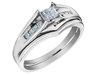 รูปย่อ Princess Cut Diamond Engagement Ring & Wedding Band Set 1/4 Carat (ctw) in 14K White Gold รูปที่1