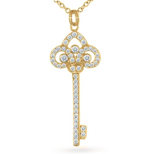 Bling Jewelry 14K Gold Vermeil Fleur De Lis Key Pendant with 18