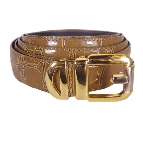 Men's Extra Long Tan Crocodile Embossed Leather Belt  รูปที่ 1