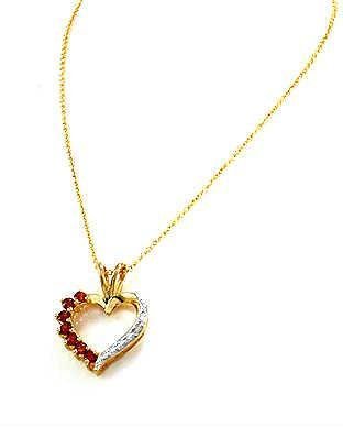 Olive N Figs Sterling Silver and 14k Gold Overlay Garnet Heart Pendant Necklace - 18inch รูปที่ 1