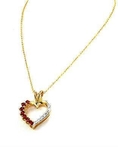 Olive N Figs Sterling Silver and 14k Gold Overlay Garnet Heart Pendant Necklace - 18inch