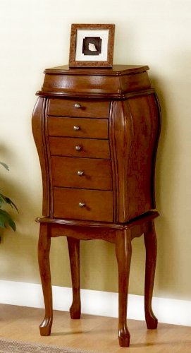 Traditional Jewelry Armoire Chest With Jewelry Storage Drawers And Mirror In Antique Cherry Finish. (Item# Vista Furniture CF900124) ( Antique ) รูปที่ 3