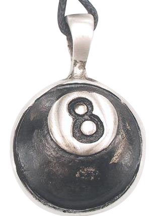 Cool Eight Ball Pewter Pendant Necklace รูปที่ 1