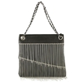Faux Leather Shoulder Bag with Chain Fringe
