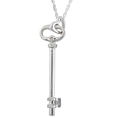 Sterling Silver Diamond Cut-Out Heart Key Pendant (1/20 cttw), 18