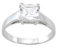 Princess Cut Cubic Zirconia CZ Engagement Ring in Sterling Silver Sizes 5 6 7 8 9