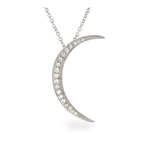 Sterling Silver Waning Crescent CZ Moon Pendant รูปที่ 1