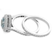 รูปย่อ AAA Blue Aquamarine & Diamonds Engagement/Wedding Ring Band Set 14k White Gold รูปที่2