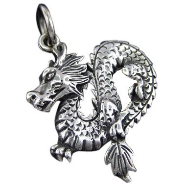 Sterling Silver Dragon Pendant--Hawaiian Silver Jewelry รูปที่ 1