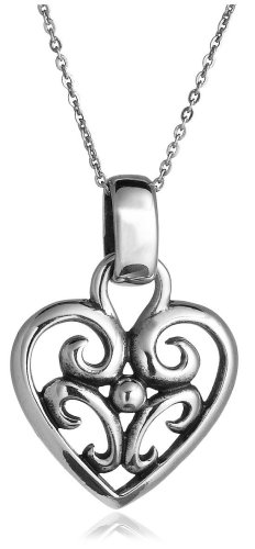 Sterling Silver Open Filigree Heart Pendant, 18