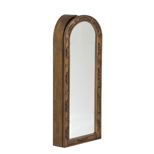 Wall Mount Jewelry Armoire Mirror Arch Top Antique Oak Finish ( Antique ) รูปที่ 6
