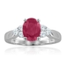 รูปย่อ 14k White Gold 3 Stone Bridal Natural Ruby and Diamond Ring (G, SI1-SI2, 2.00 cttw)-Certificate of Authenticity รูปที่2