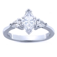 3/4 Carat Marquise & Pear-Shape Diamond 14k White Gold Engagement Ring