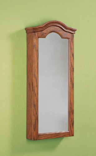 Wall Mirror Jewelry Armoire with Arched Top in Antique Oak Finish ( Antique ) รูปที่ 1