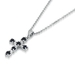 รูปย่อ Sapphire and Diamond Cross Pendant in Sterling Silver 18-inch Necklace รูปที่2