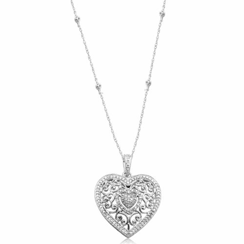 10k White or Yellow Gold Heart Diamond Pendant (1/4 cttw, I-J Color, I2-I3 Clarity), 18