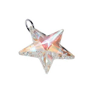 .925 Sterling Silver Clear AB Swarovski Crystals 27mm Star Pendant Charm รูปที่ 1