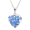 Sterling Silver Pressed Flower Heart Pendant, 16