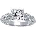 14k White Gold Antique Style Engagement Ring with a 0.71 Carat G VS2 EGL USA Certified Center Stone and 0.4 Carats of Side Diamonds (1.11 Cttw)