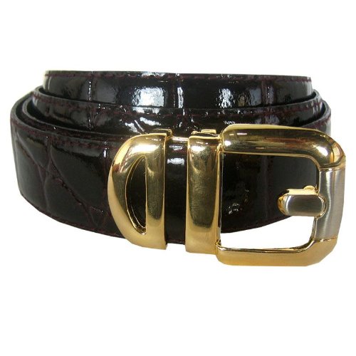 Men's Dark Wine Crocodile Embossed Belt  รูปที่ 1