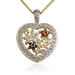 รูปย่อ 18k Yellow Gold Plated Ruby, Sapphire and Diamond Accent Flowers Heart Pendant รูปที่1