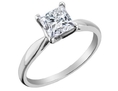 Engagement Ring: 3/4 Carat (ctw) in 14K White Gold Princess Cut Diamond Solitaire Ring (Certified)