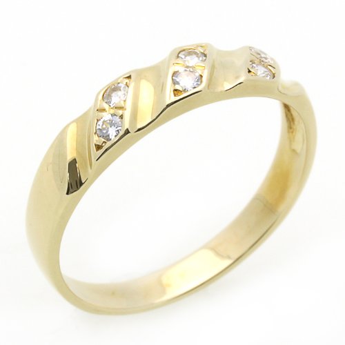 14K Engagement Ring 0.1ctw CZ Cubic Zirconia Women's Wedding Band Yellow Gold Ring รูปที่ 1