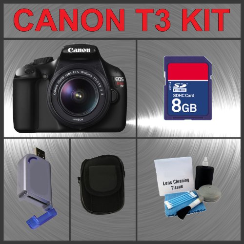 Review Canon EOS Rebel T3 EOS 1100D 12.2Megapixel Digital Camera with EF-S 18-55mm IS II Lens + 8GB Memory Card + LCD Screen / Lens Cleaning Kit + Carrying Case + USB SD Card Reader + Accessory Kit รูปที่ 1