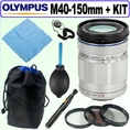 Olympus ED M40-150mm f4.0-5.6 Telephoto Lens For Olympus Micro Four Thirds System (Silver) + Deluxe Accessory Kit ( Olympus Lens )