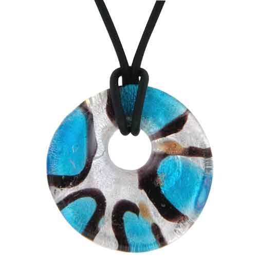 Murano Glass Blue Purple Round Necklace Pendant รูปที่ 1