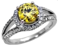 1.71ct Fancy Canary Yellow Diamond Ring 18k White Gold