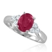 รูปย่อ 14k White Gold 3 Stone Bridal Natural Ruby and Diamond Ring (G, SI1-SI2, 2.00 cttw)-Certificate of Authenticity รูปที่3