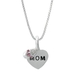 รูปย่อ Sterling Silver "Mom" Heart with Pink Crystal Bootie Pendant, 18" รูปที่1