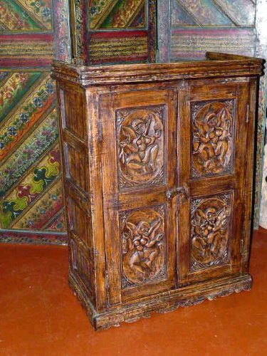 Antique India Hand Carved Teak Jaipur Armoire Cabinet Furniture ( Antique ) รูปที่ 1