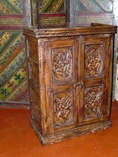 Antique India Hand Carved Teak Jaipur Armoire Cabinet Furniture ( Antique )