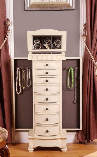 Jewelry Armoire with Bronze Handles in Antique Beige Finish ( Antique ) รูปที่ 1