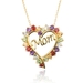 รูปย่อ Yellow Gold Plated Sterling Silver Multi-Gemstone "Mom" Heart Pendant, 18" รูปที่1