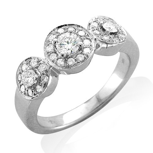 14k White Gold Diamond 3-Stone Engagement Ring Band (GH, SI3-I1, 0.55 carat) รูปที่ 1