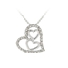 รูปย่อ Sterling Silver 1/10th Carat Diamond Triple Heart Cut-Out Pendant, 18" รูปที่1