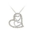 Sterling Silver 1/10th Carat Diamond Triple Heart Cut-Out Pendant, 18