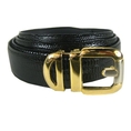 Mens - Black - Lizard Embossed Belt 