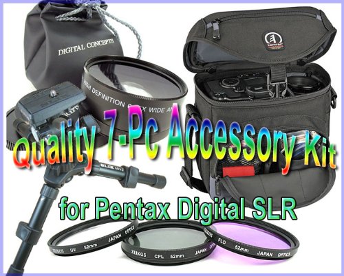 7-pc Accessory Kit w/Wide Angle for Pentax K100D K10D K20D K-x +BONUS  รูปที่ 1