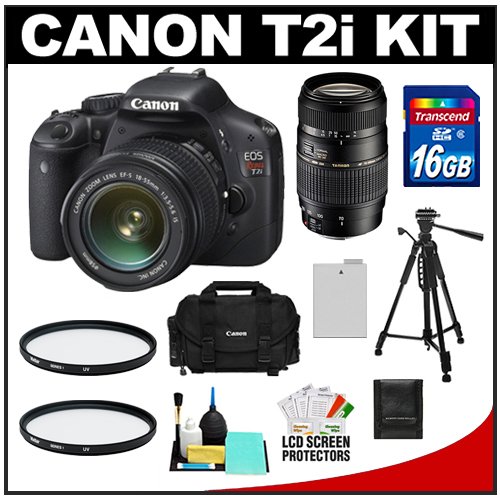 Review Canon EOS Rebel T2i Digital SLR Camera Body & EF-S 18-55mm IS Lens (Black) with Tamron 70-300mm Lens + 16GB Card + Battery + Canon 2400 DSLR Gadget Bag Case + Tripod + Filters + Accessory Kit รูปที่ 1