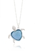 รูปย่อ 10k White Gold Turtle Sky Blue Topaz Diamond Pendant (0.03 cttw, I-J Color, I2-I3 Clarity), 18" รูปที่1